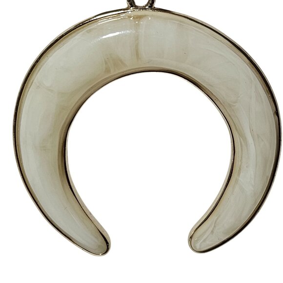 Chicos Beaded Crescent Pendant Statement Necklace Gold Tone Moon Charm Jewelry - Picture 2 of 9